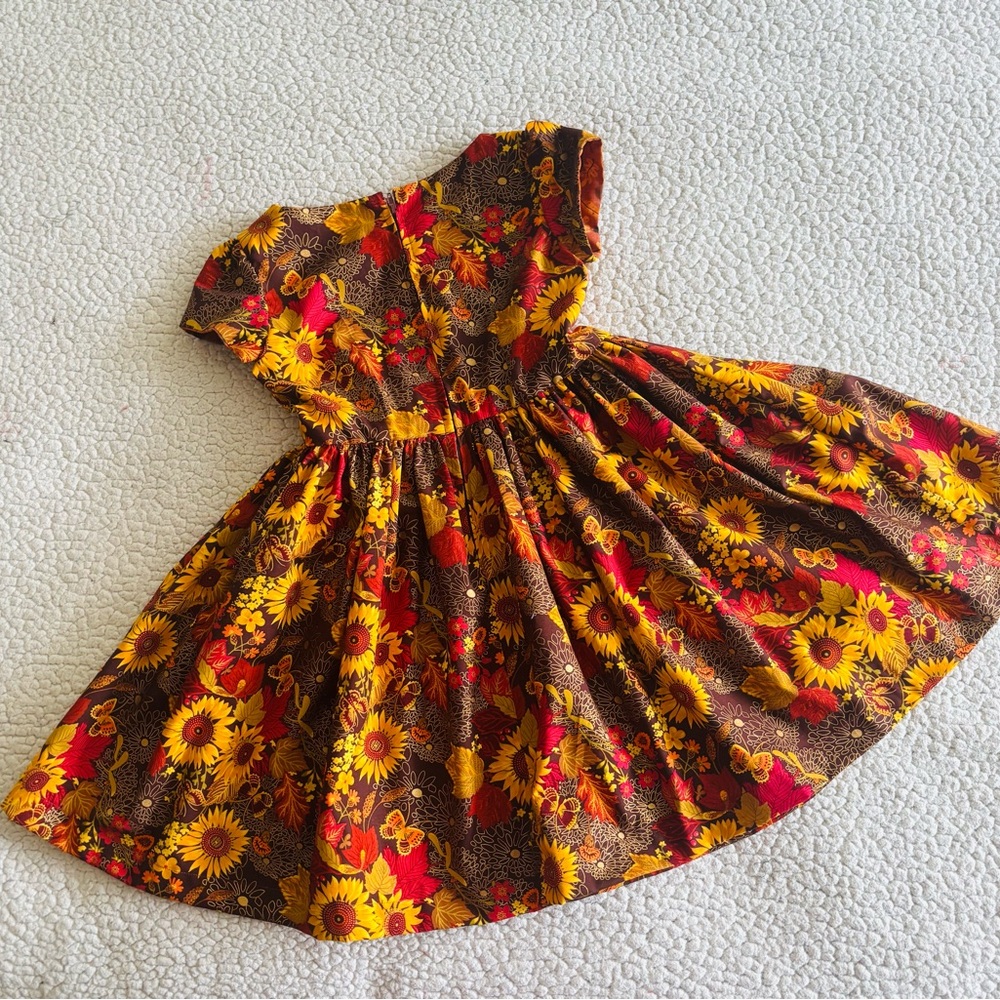 Miss Smarty Pants New Fall Hand Crafted Sunflower Dress Size 2T